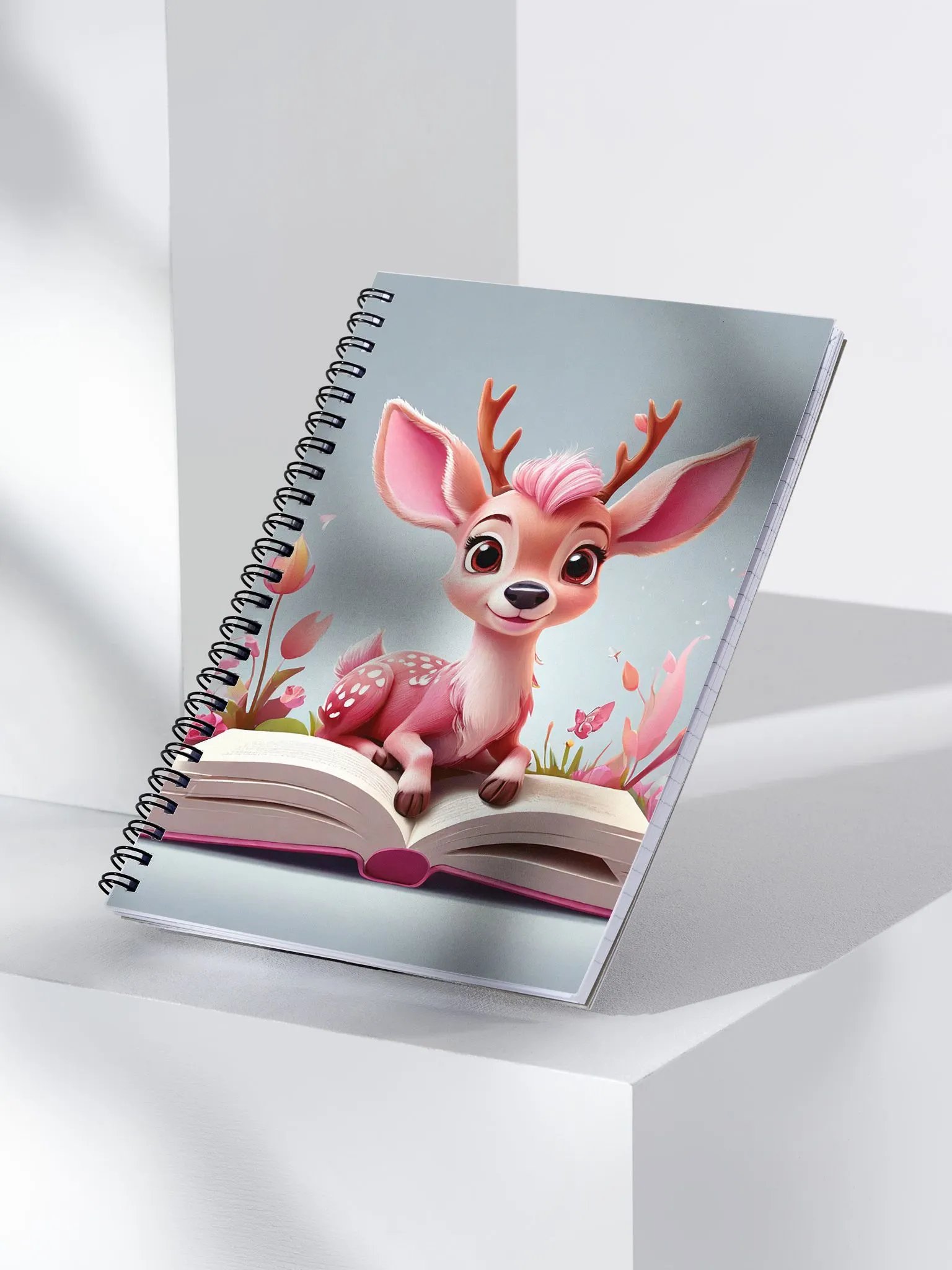 pink deer or fawn with flower and book product image (3)