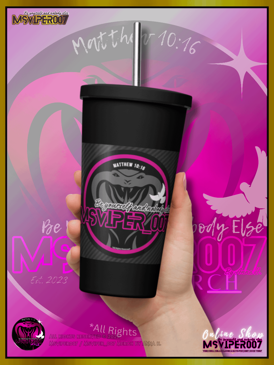 Tumbler - "MsViper_007™ Brand [pink/blk] - Support&Sport" Insulated Tumbler with a Straw By Anna H. product image (8)