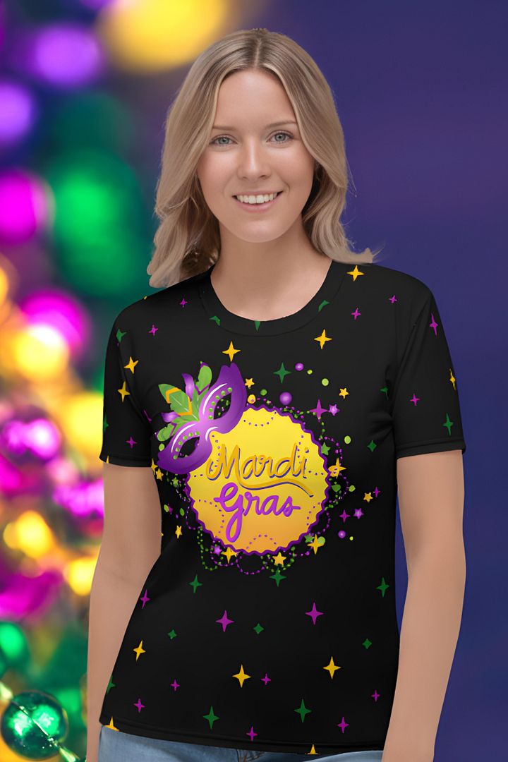 Mardi Gra All Over Print T-shirt product image (1)