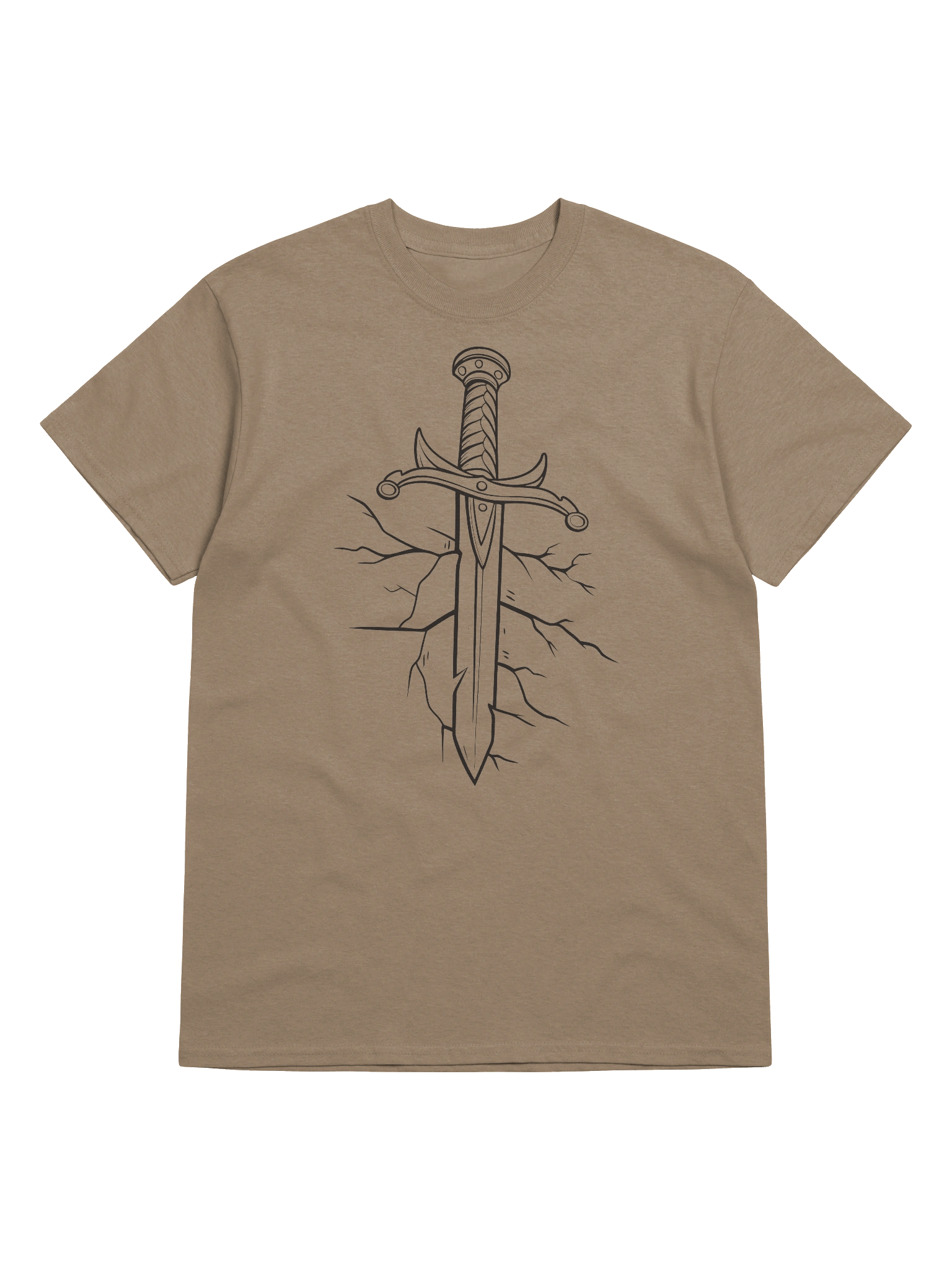 Shattered Ground Sword — Line Art Warrior T-Shirt product image (5)