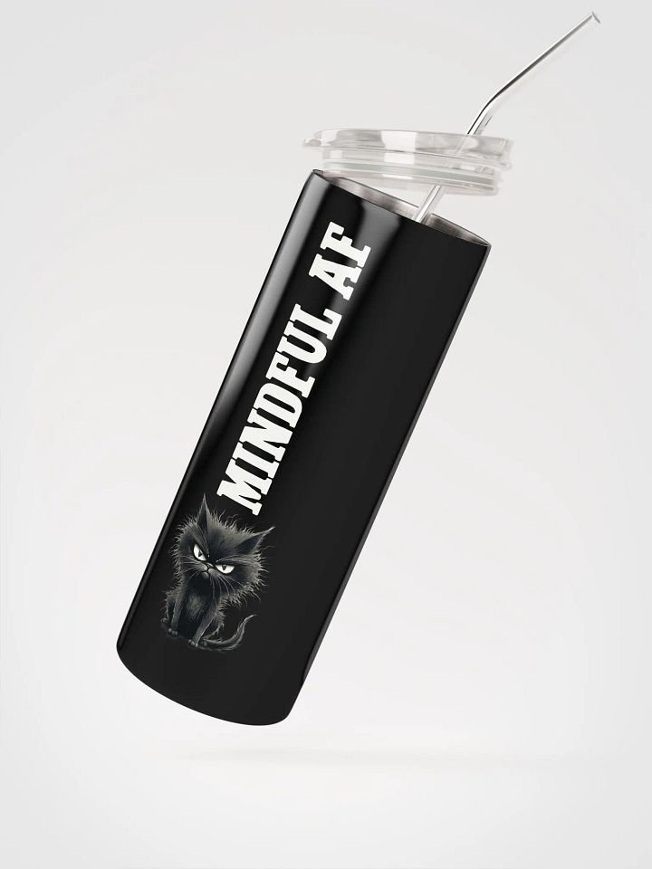 Mindful AF Stainless Steel Tumbler with Cat Illustration | Eco-Friendly Gift! product image (2)