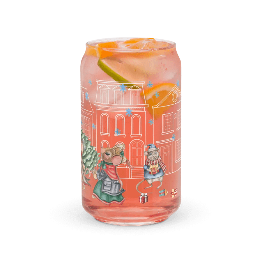 Prelude To Christmas Glass Can Tumbler | 16oz Holiday-Themed Drinkware | Festive Winter Scene Design product image (10)