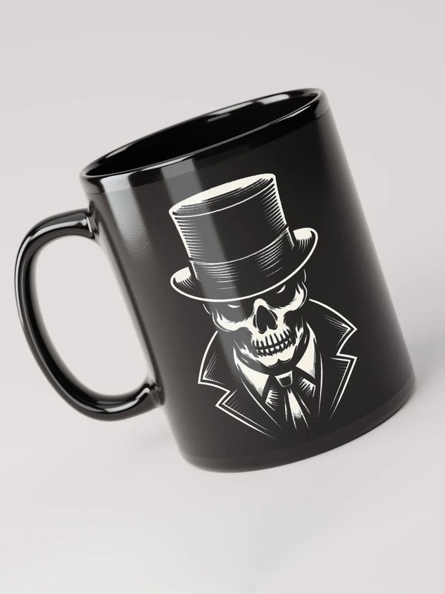Skull in a Black Hat Black #Stylish Glossy Black Mug product image (3)