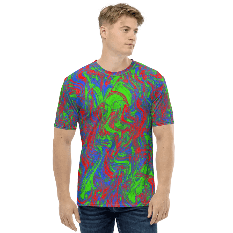 Techno Pattern T-Shirt in Red, Green, Blue, and Purple product image (3)