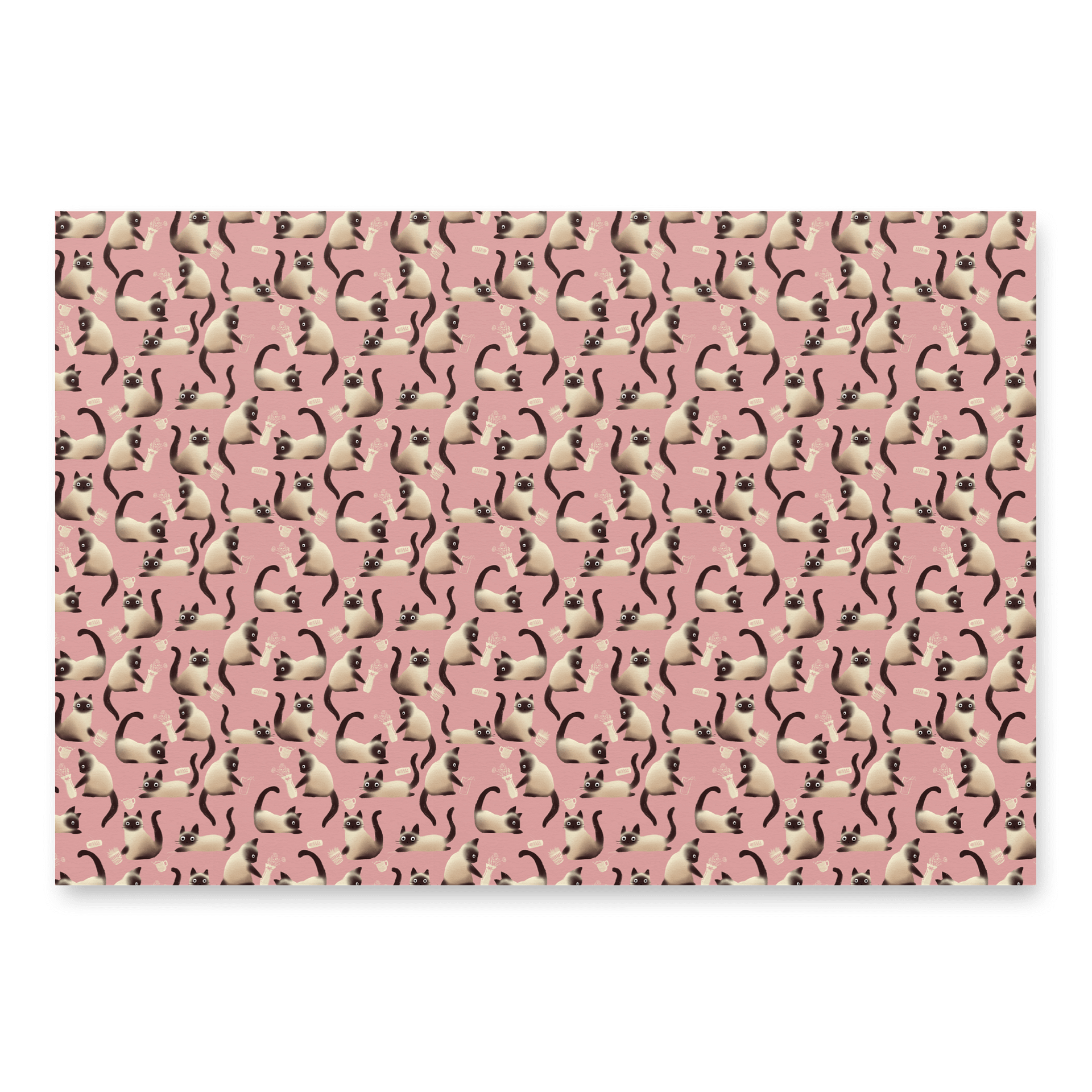 Bad Siamese Cats Knocking Stuff Over Wrapping Paper in Pink, 3 Pack product image (3)