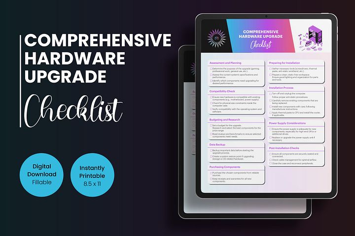Hardware Upgrade Checklist Digital PDF Download Instantly Printable Fillable product image (1)