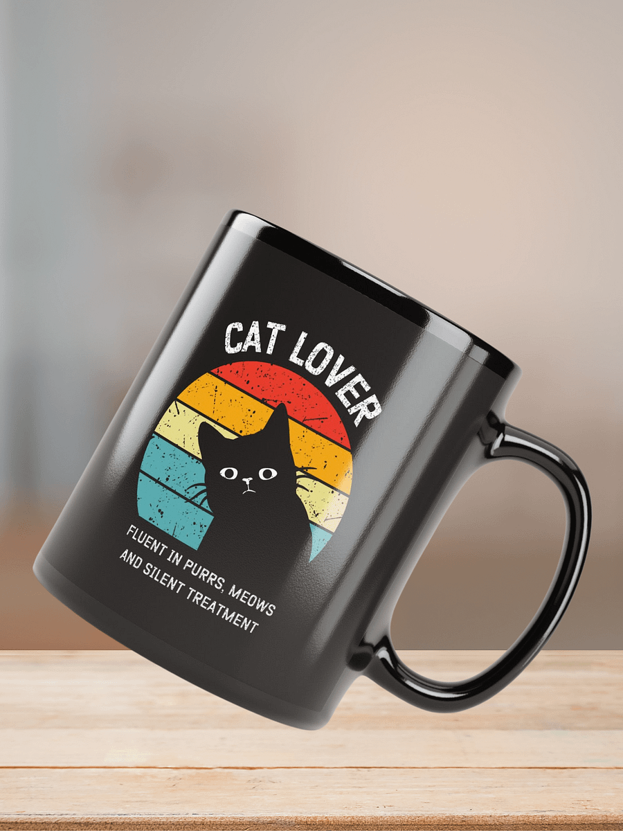 "Cat lover" black glossy mug product image (4)