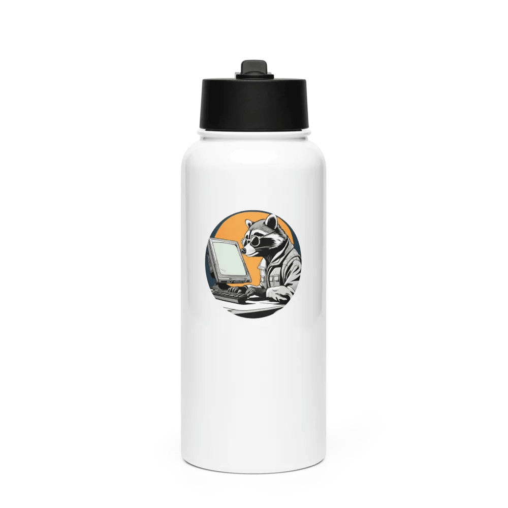 Nerdy Raccoon Water Bottle product image (1)