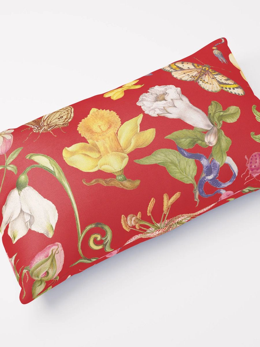 Exotic Blooming Floral Butterfly Red Pillow product image (4)