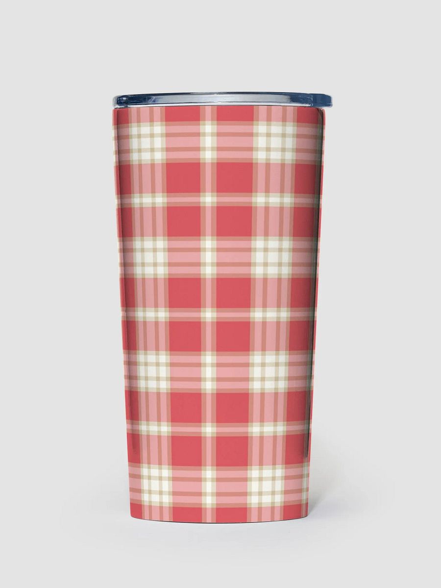 Coral Pink Plaid Travel Tumbler product image (2)