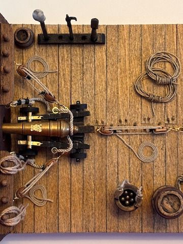 Wooden Diorama: Cannon Aboard a Historic Ship - black ship version product image (5)