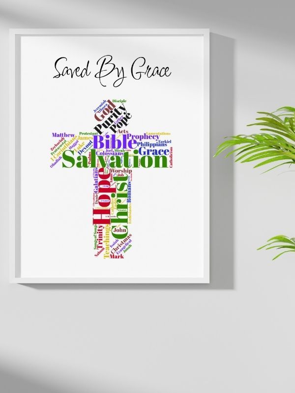 Printable Christian Wall Art – "Saved by Grace" Crucifix Design product image (6)