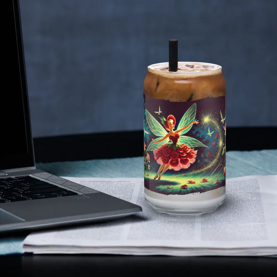 Enchanted Red Rose Fairy Glass with Optional Lid and Straw product image (33)