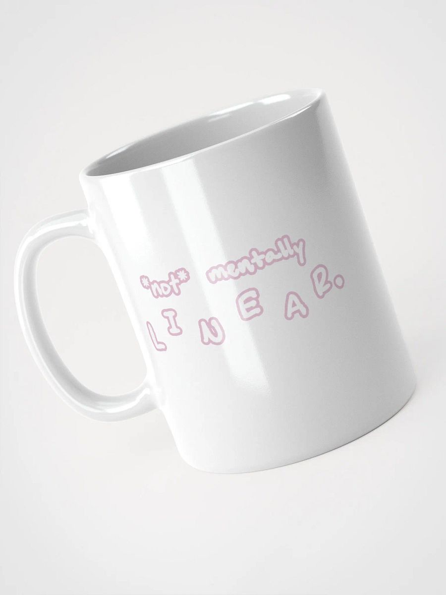 *not* mentally linear (lined design, #E1B9CE) glossy white mug product image (5)