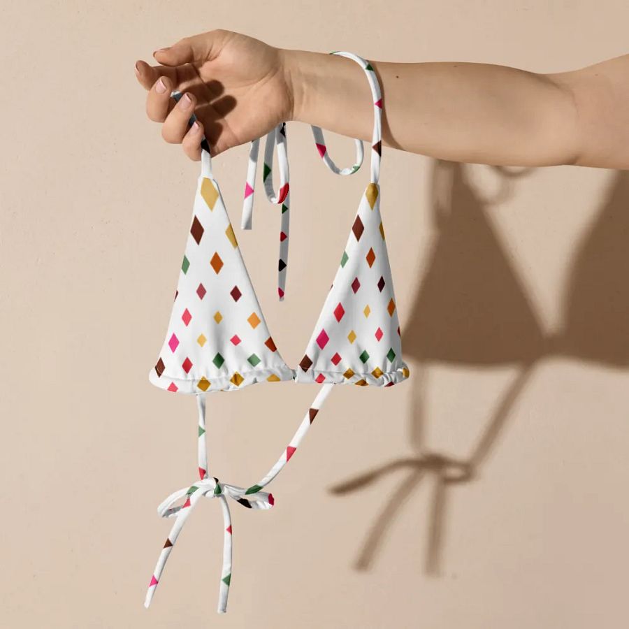 Colorful Square Pattern Design String Bikini Top - v6 product image (5)