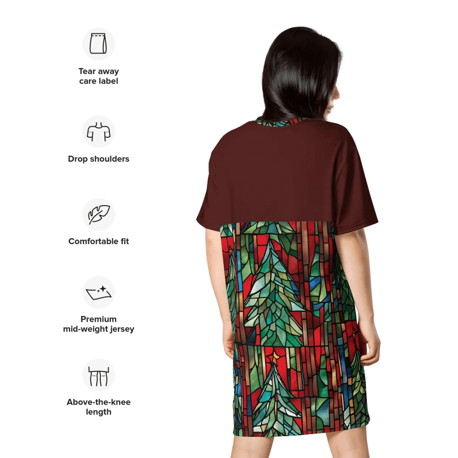 Stained Glass Christmas Tree T-Shirt Dress product image (10)