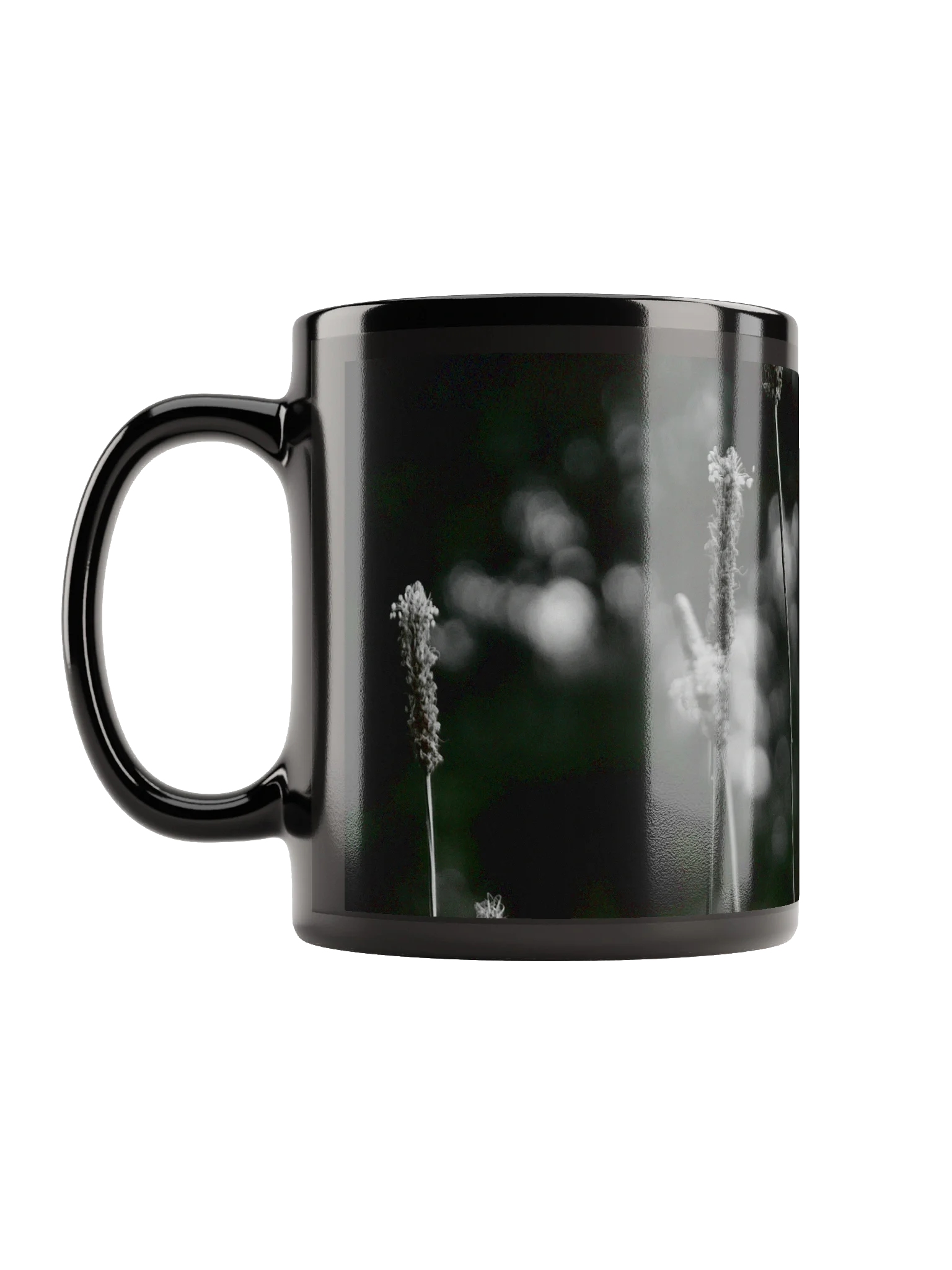 Keramiktasse schwarz - Wildblumen schwarzweiß product image (6)