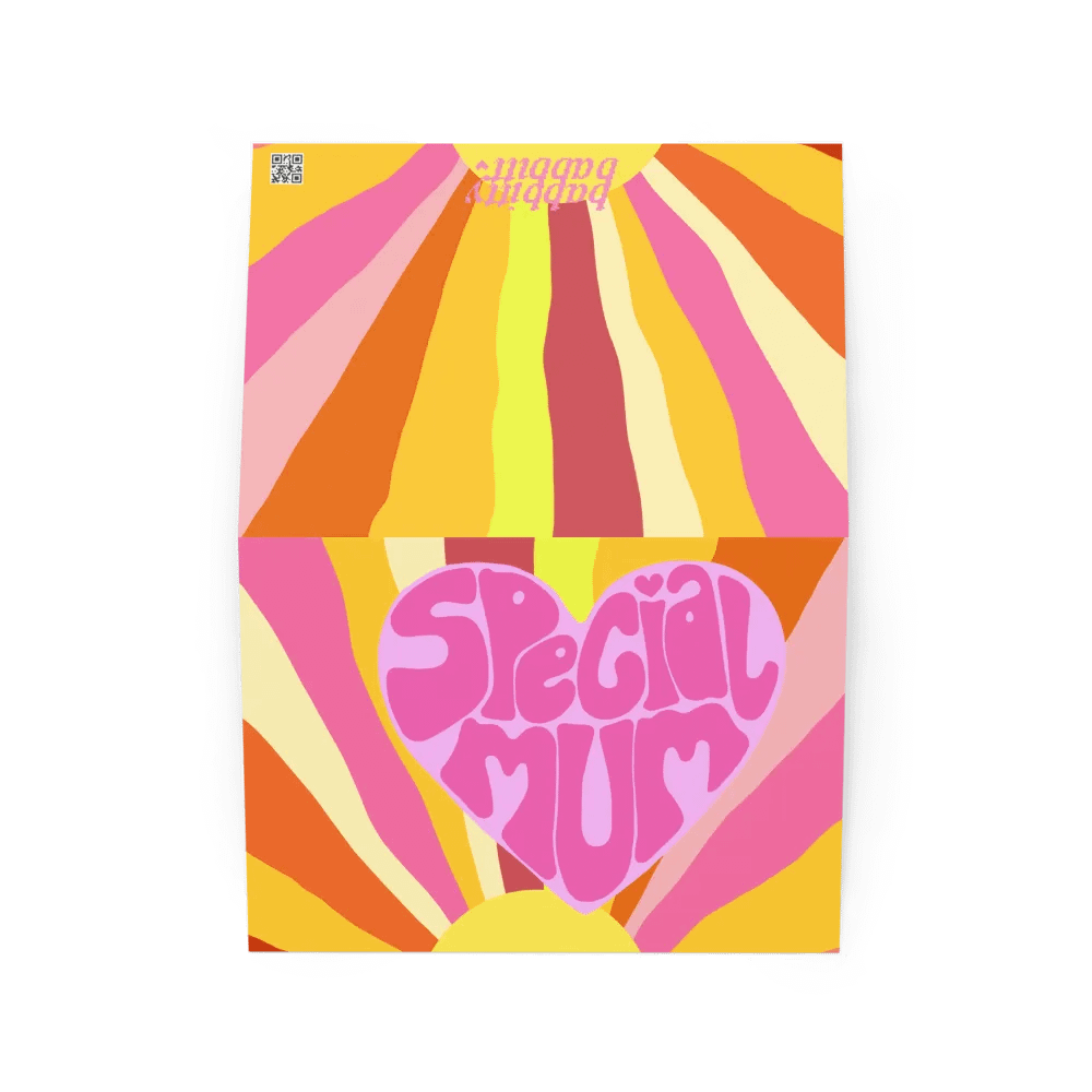 Special Mum pink retro landscape greetings card product image (2)