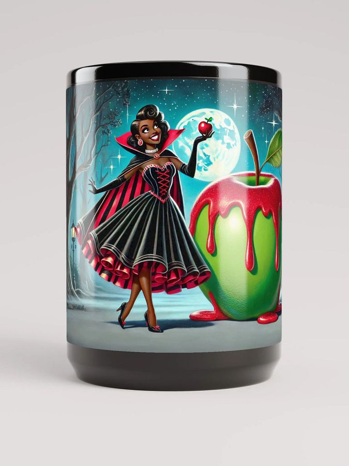 Vampire and Apple Coffee Cup- 15 oz Glossy Black Mug product image (1)