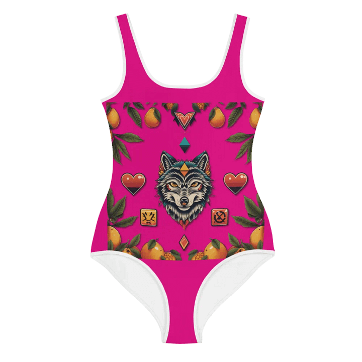 Symmetrical Wolf All-Over Youth Swimsuit product image (1)