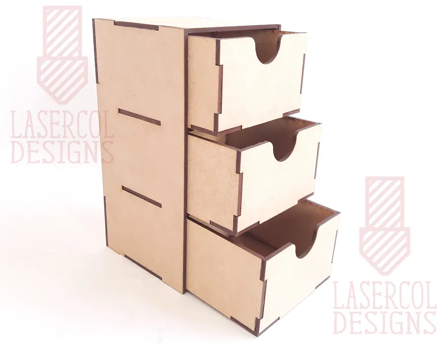 Three Drawers Desk Organizer - Laser Cut Files product image (6)