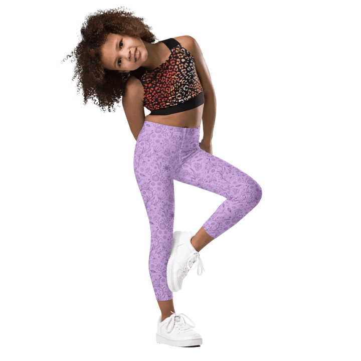 Light Purple Lilac Floral Kid's and Toddler's Leggings product image (2)
