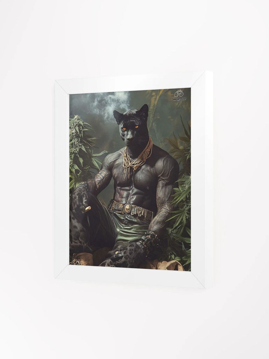 Framed Stoner Poster - Puma Man Smoking Blunt Art - Unique Home Decor - Ready to Hang product image (18)