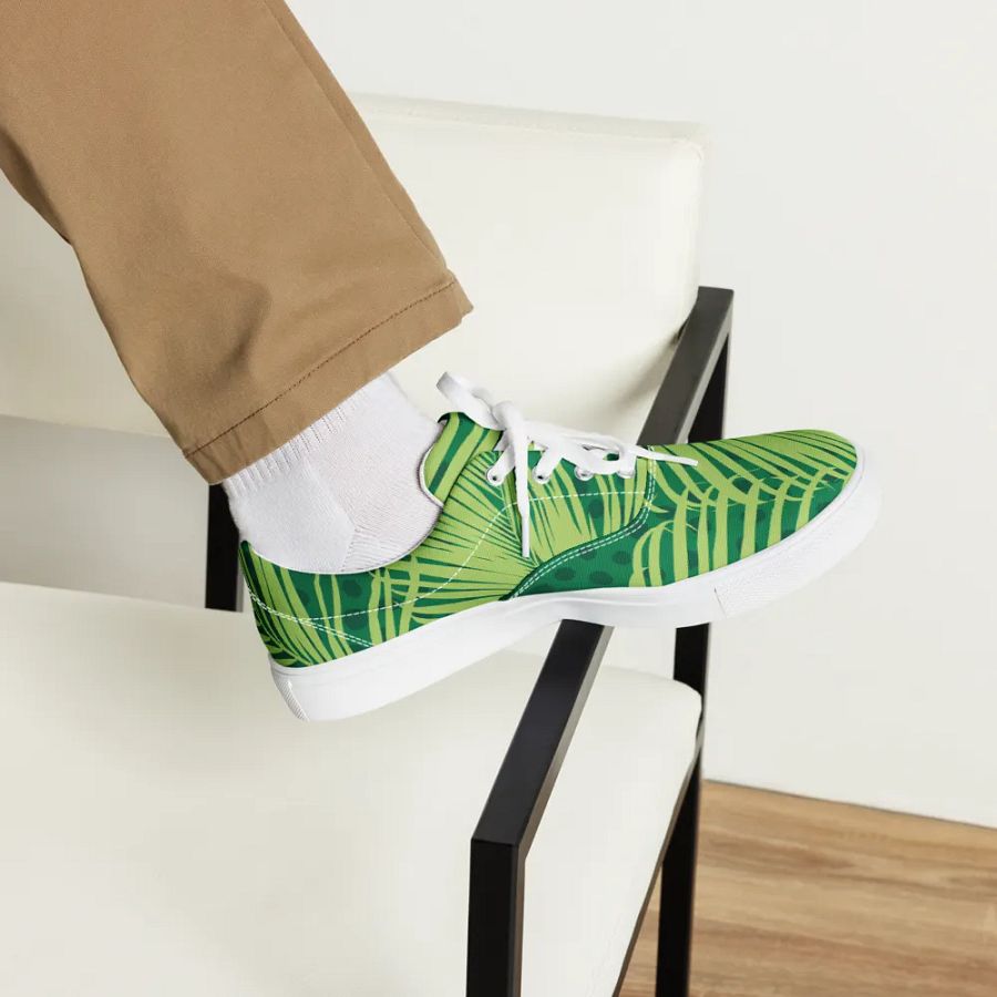 Tropical Palm Leaves Men's Lace-Up Canvas Shoes product image (7)