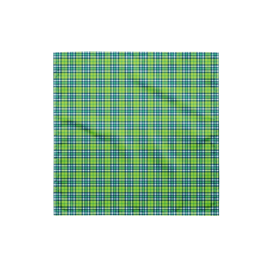 Lime Green and Turquoise Plaid Bandana product image (4)