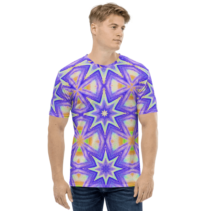 Abstract Star and Crosses Coloured Men's Crewneck T Shirt product image (1)