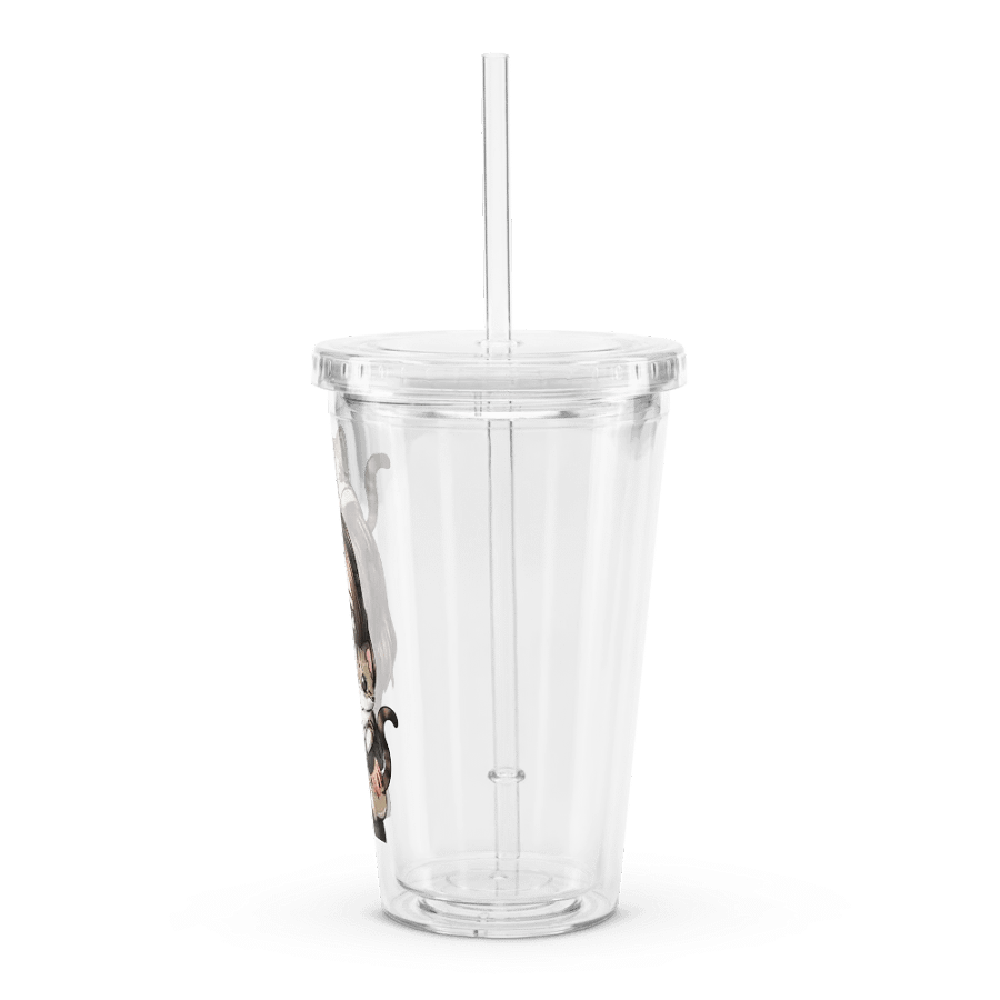 Double Wall Clear Plastic Tumbler with Soof and cats product image (4)