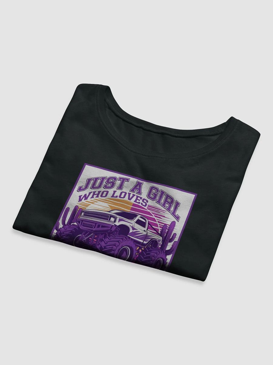 Women "JUST A GIRL WHO LOVES MONSTER TRUCKS" crop tee product image (11)