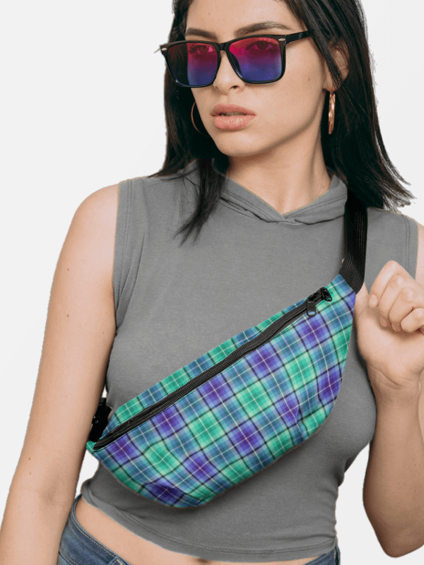 Bright Green and Purple Plaid Fanny Pack product image (1)