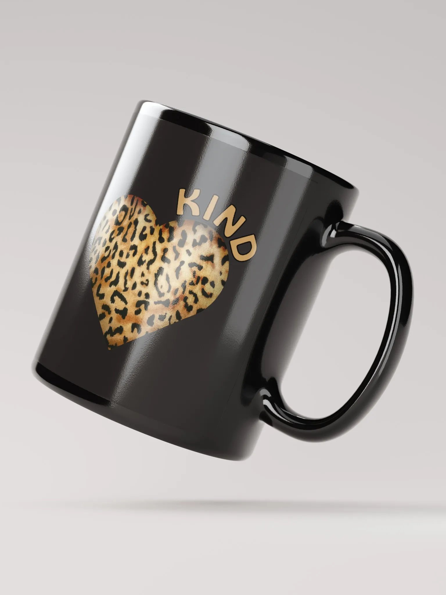 Leopard Skin Kind Heart in Orange Gold - black Mug product image (2)