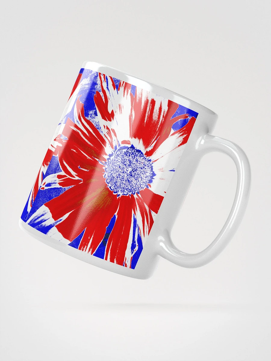 Navy, Red and White Daisy on Navy Abstract Background White Mug product image (2)