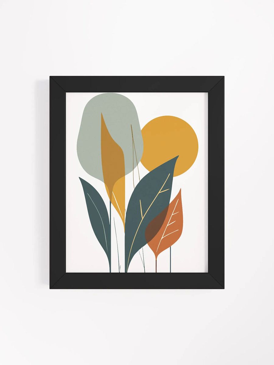 Geometric Botanical Bliss Framed Poster - Abstract Leaves in Warm Earth Tones product image (72)