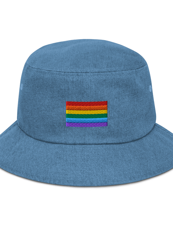 Denim embroidered rainbow bucket hat product image (1)