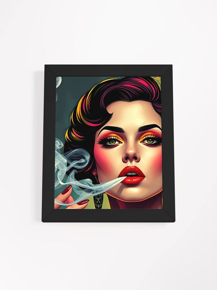 Smoke & Style: Stylized Woman Framed Poster product image (1)