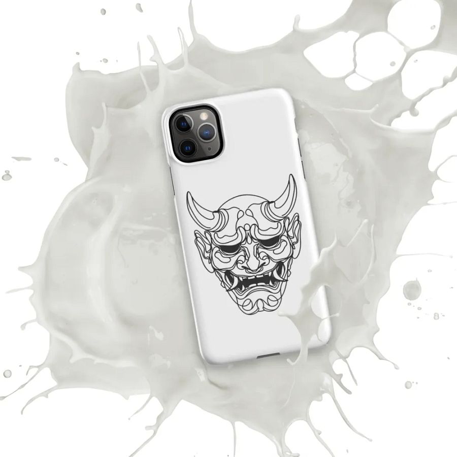 Oni Mask Line Art Design Tough iPhone Case product image (6)