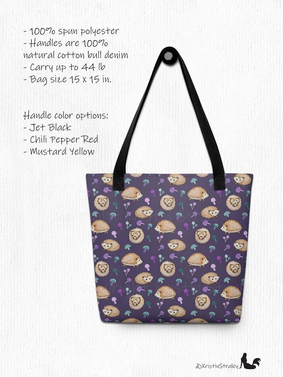 Hedgehogs and Mushrooms on Dark Plum Tote Bag product image (3)