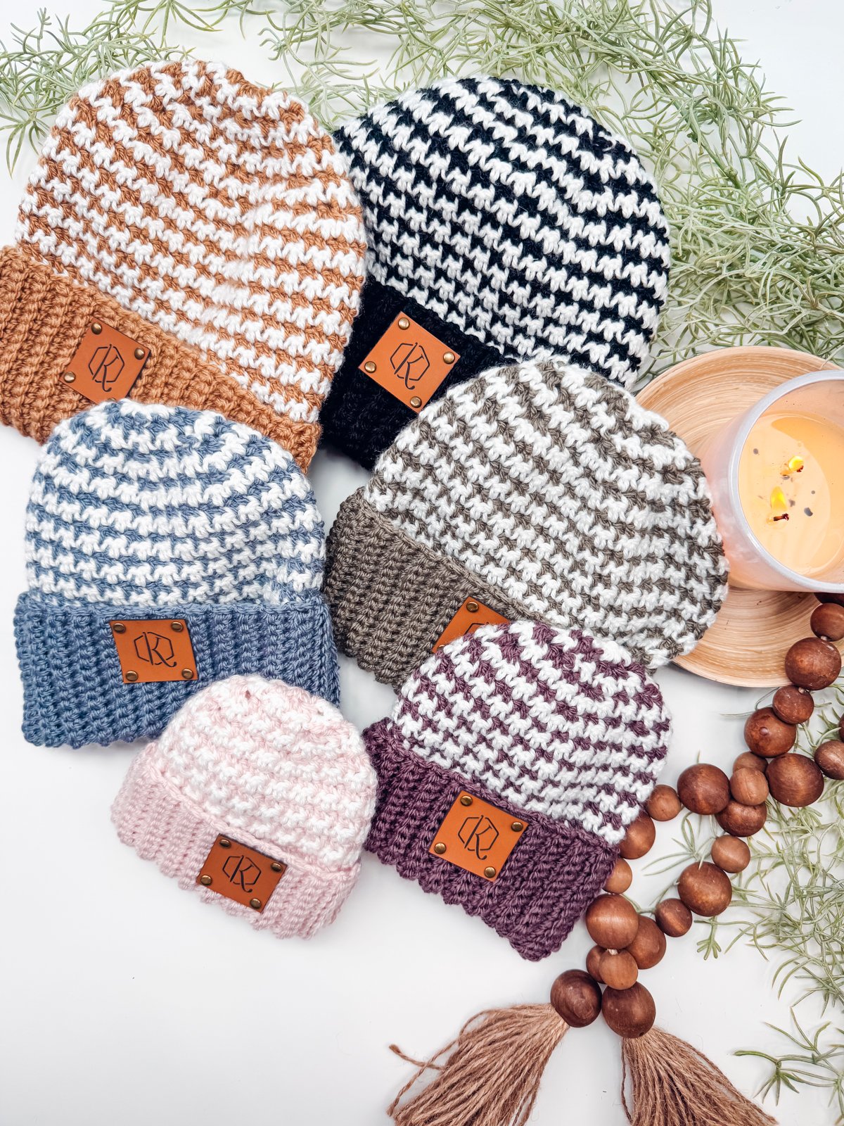 Houndstooth Crochet Beanie Pattern (6 Sizes) product image (8)