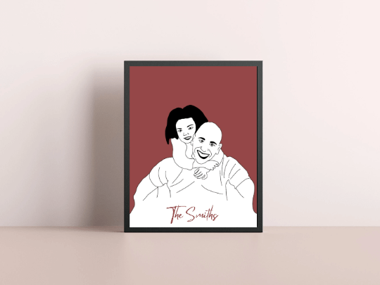 Black and White Custom Portrait from Photo, One Line Drawing, Family Illustration, Custom Minimalist Drawing, Valentine Gift, custom drawing product image (3)