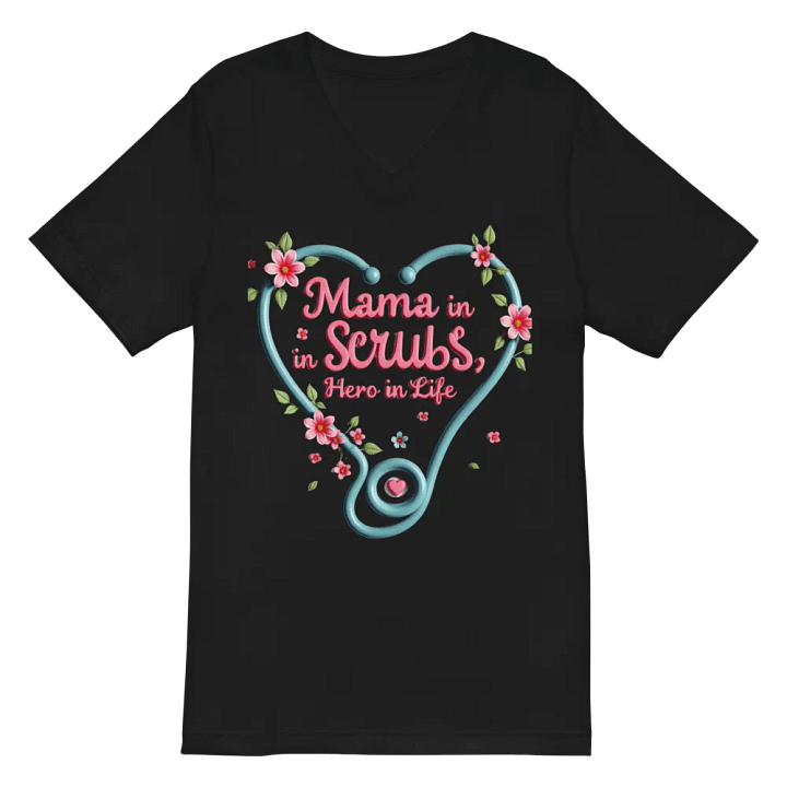 Heartfelt Hero Mama, stethoscope heart V-Neck Tee product image (3)