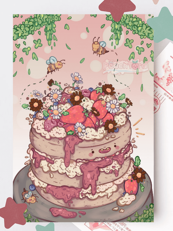 Strawberry Cake (Postcard Print) 🍰 product image (1)