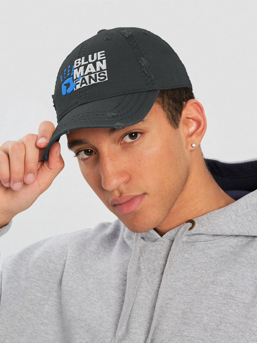 Blue Man Fans Hand Print Embroidered Distressed Cap product image (5)