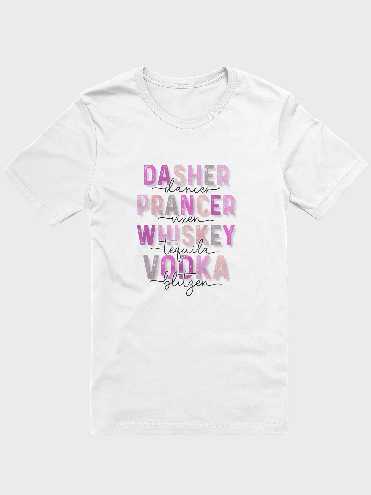 Dasher & Dancer Whimsical Holiday Spirits T-Shirt - Pink product image (1)