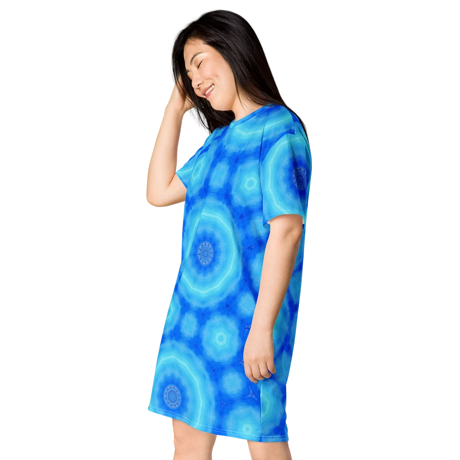 Abstract Circular Pattern in Blues Ladies T Shirt Dress product image (9)