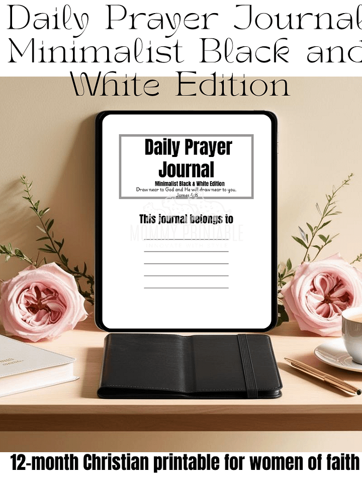 Daily Prayer Journal Minimalist Black and White product image (1)