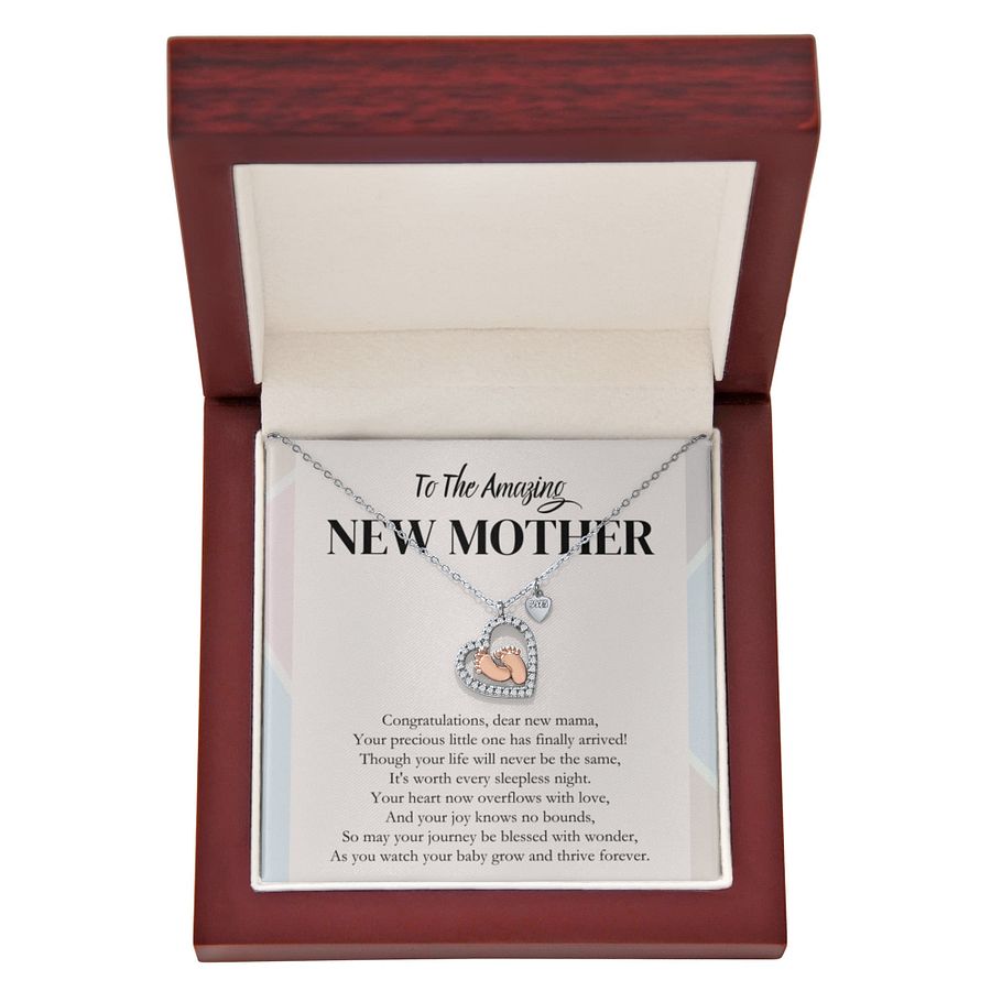 Congratulations New Mama Baby Feet Heart Necklace product image (6)