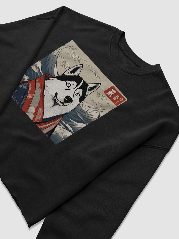 Funny Husky Ukiyo-e Women's Fleece Crop Sweatshirt product image (1)